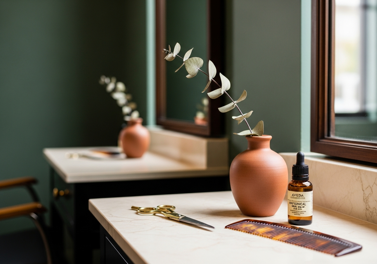 Salon styling station detail